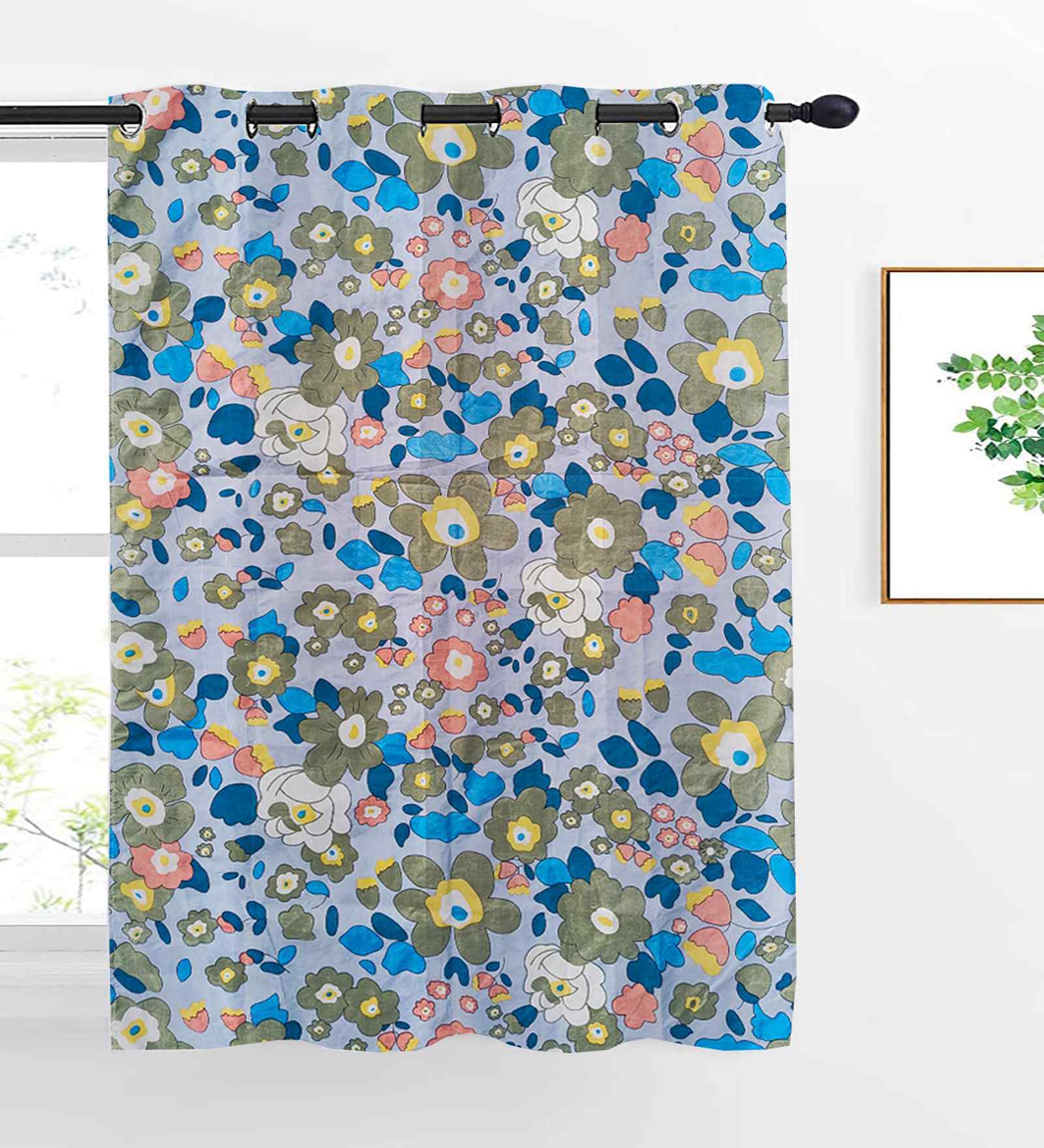 Multicolor Cotton Floral 5ft Window Curtain (1 Pc)