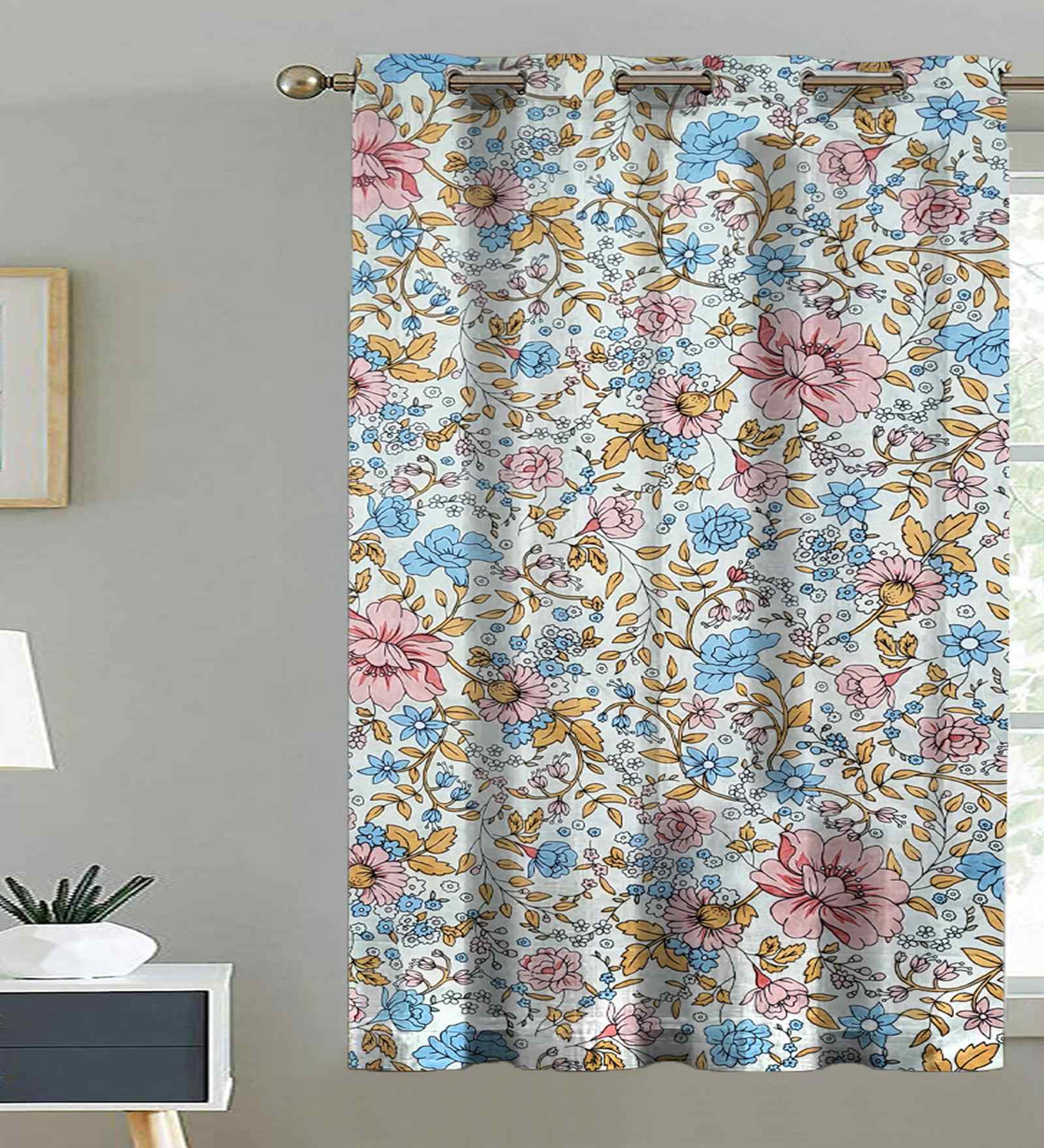 Multicolor Cotton Floral 5ft Window Curtain (1 Pc)