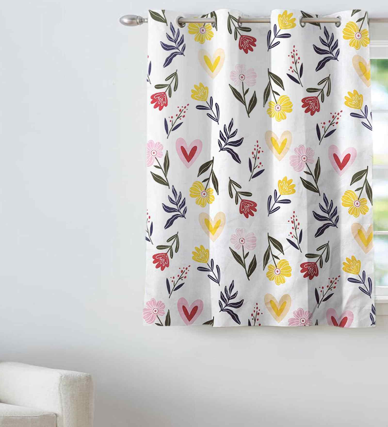 Multicolor Cotton Floral 5ft Window Curtain (1 Pc)