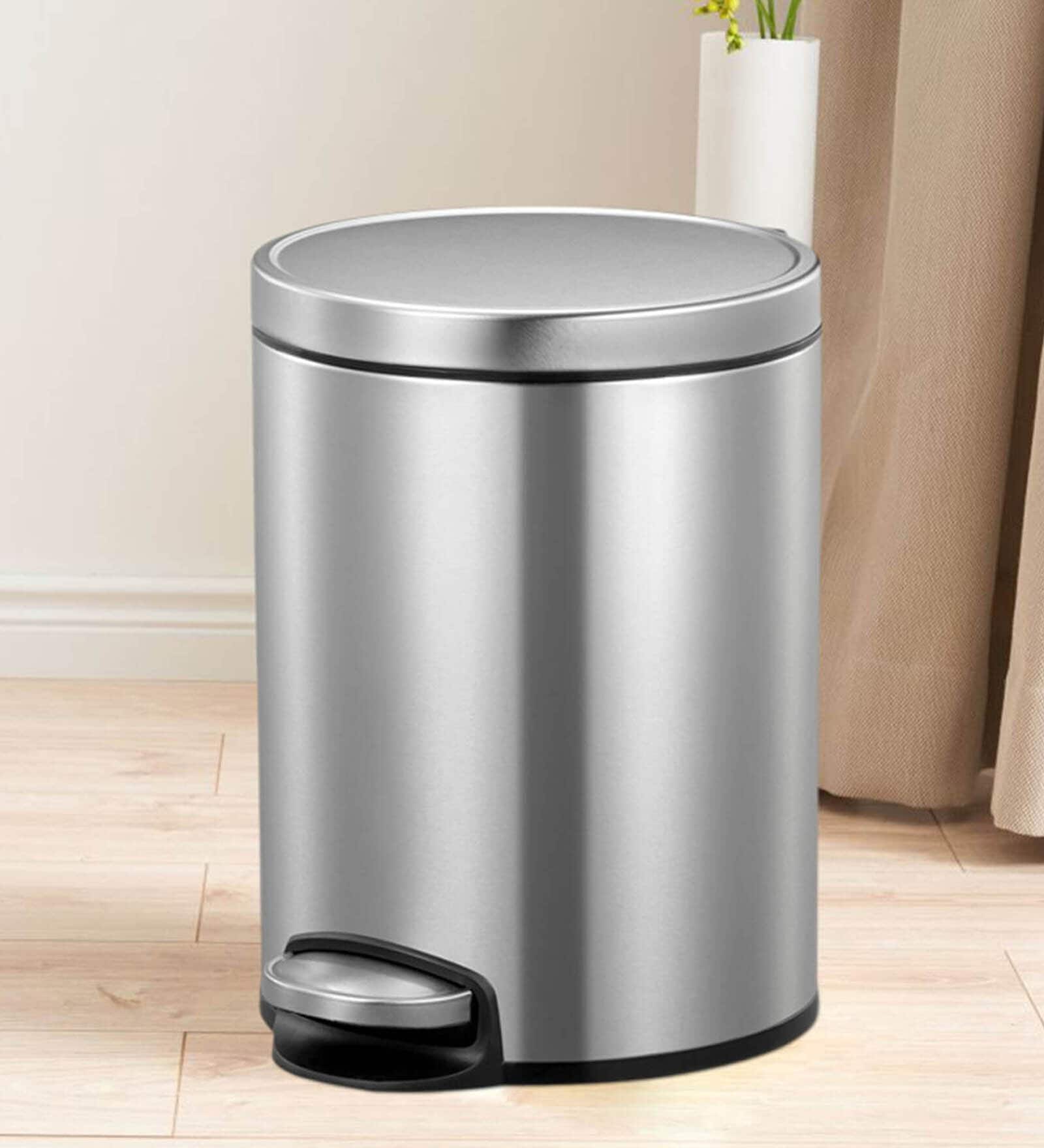 Silver 5 Ltr Stainless Steel Step Dustbin
