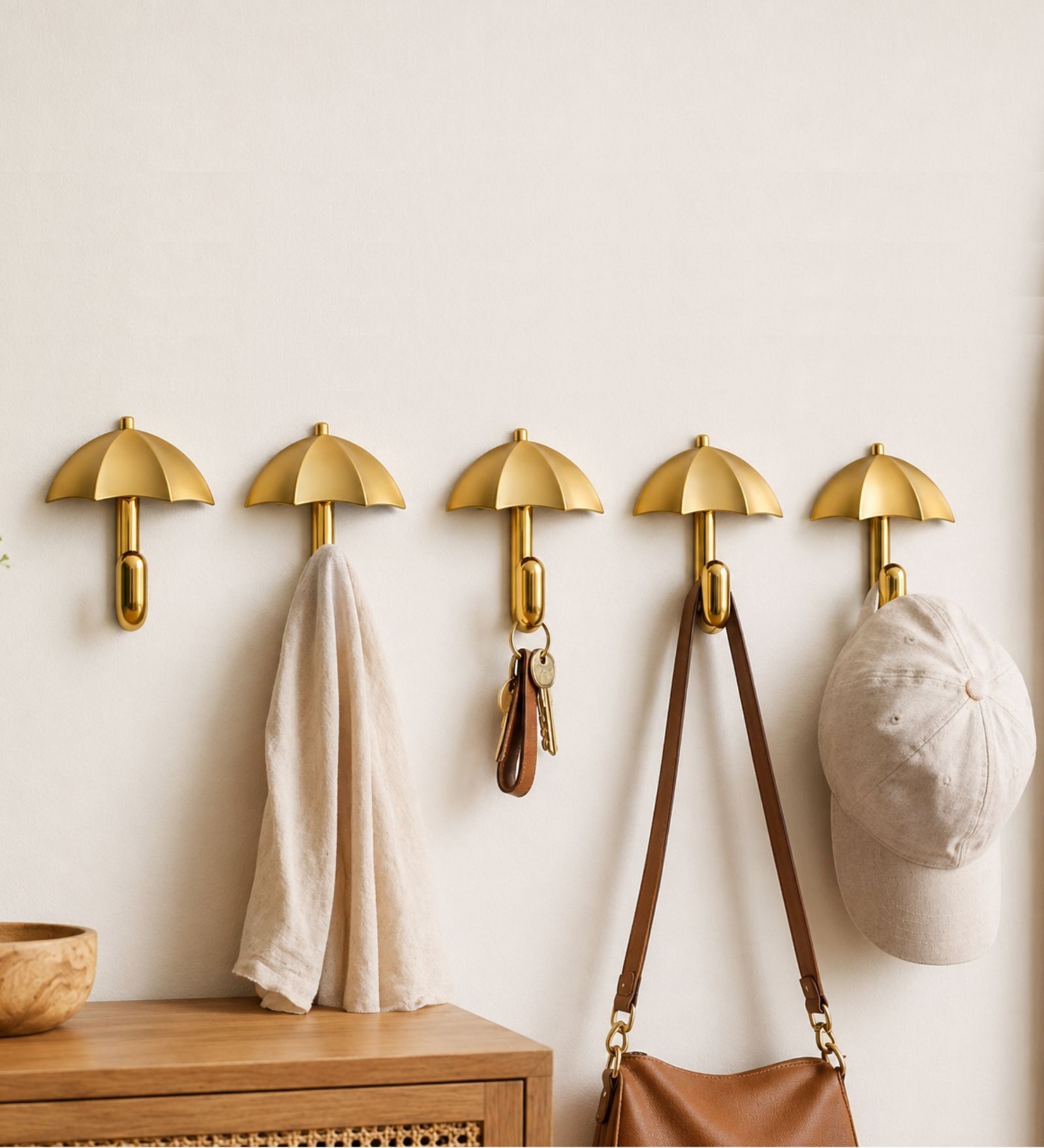 5 Pcs Gold Metal Umbrella Wall Hook
