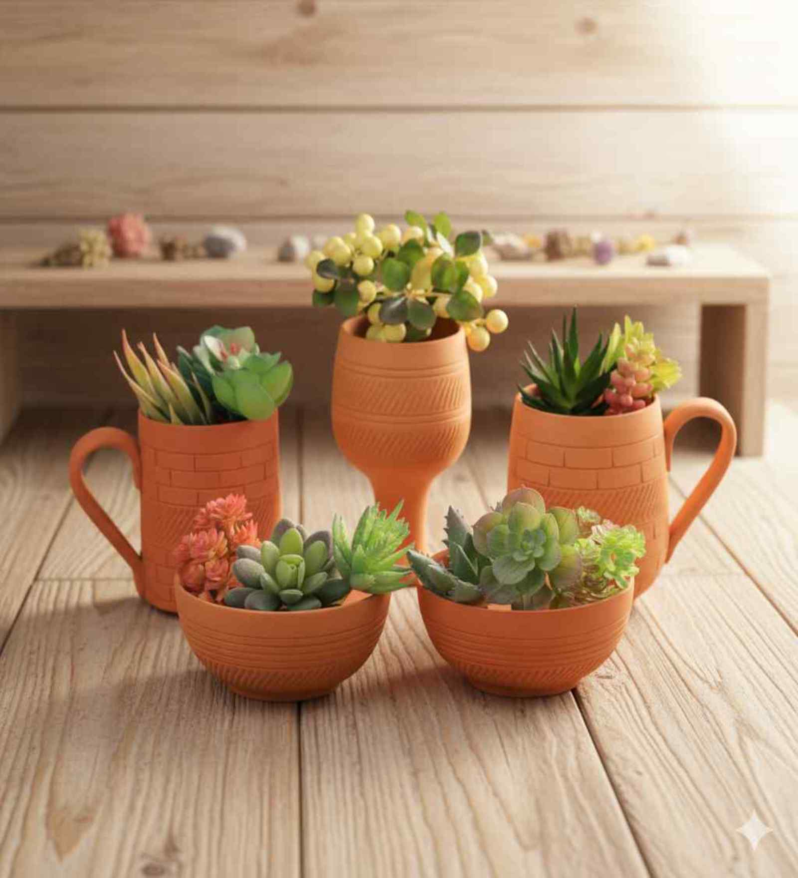 5 Pcs Red Terracotta 5 Inchs Planters
