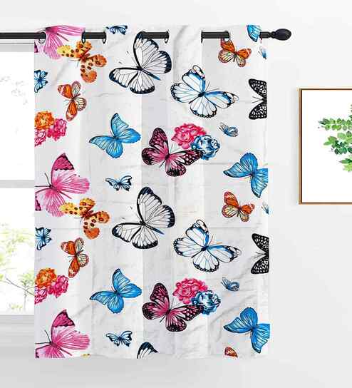 Butterfly Cotton Floral 5ft Window Curtain (1 Pc)