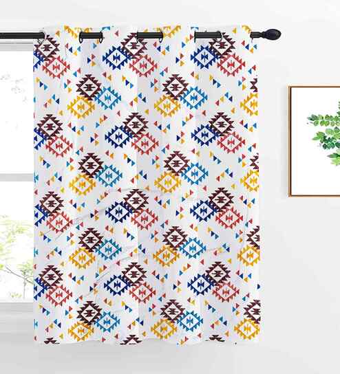 Multicolor Cotton Geometric 5ft Window Curtain (1 Pc)