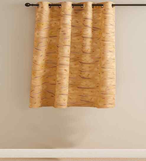 Mustard Cotton Floral 5ft Window Curtain (1 Pc)