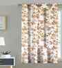 Beige Cotton Floral 5ft Eyelet Window Curtain (1 Pc)