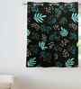Black Cotton Floral 5ft Window Curtain (1 Pc)