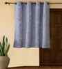 Grey Cotton Floral 5ft Eyelet Window Curtain (1 Pc)