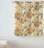 Orange Cotton Floral 5ft Eyelet Window Curtain (1 Pc)