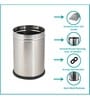 5 Ltr Silver Stainless Steel Open Top Dustbin