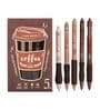 5 Pcs Coffee Theme Fine Point Pens Set 0.5mm Blue Ink with Soft Rubber Grip