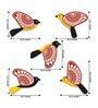 5 Pcs Red & Black Wooden Cute Bird Plaques