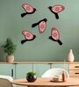 5 Pcs Red Wooden Cute Bird Plaques