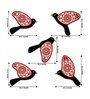 5 Pcs Red Wooden Cute Bird Plaques