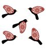 5 Pcs Red Wooden Cute Bird Plaques