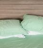 Green 500 Tc Cotton Bedsheet Set With Self Embroidery & 2 Pillow Covers