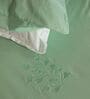 Green 500 Tc Cotton Bedsheet Set With Self Embroidery & 2 Pillow Covers