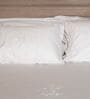 White With White 500 Tc Cotton Contrast Embroidered Bedsheet Set With 2 Pillow Covers