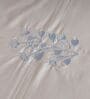 White With Blue 500 Tc Cotton Contrast Embroidered Bedsheet Set With 2 Pillow Covers