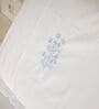 White With Blue 500 Tc Cotton Contrast Embroidered Bedsheet Set With 2 Pillow Covers