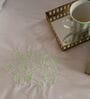 White With Green 500 Tc Cotton Contrast Embroidered Bedsheet Set With 2 Pillow Covers