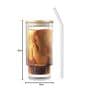 500ml Ribbed Glass Coffee Tumbler with Wooden Lid & Straw