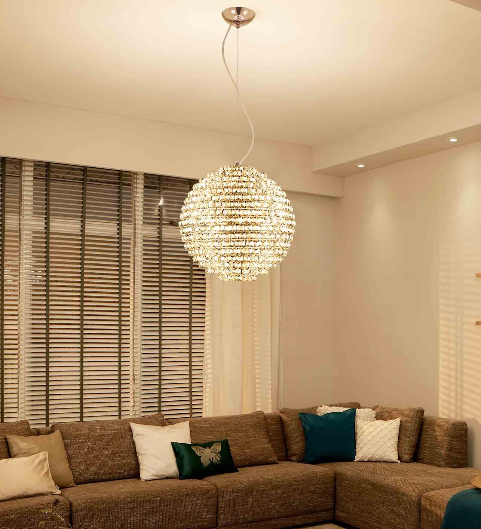 Chrome Crystal Globe Chandelier