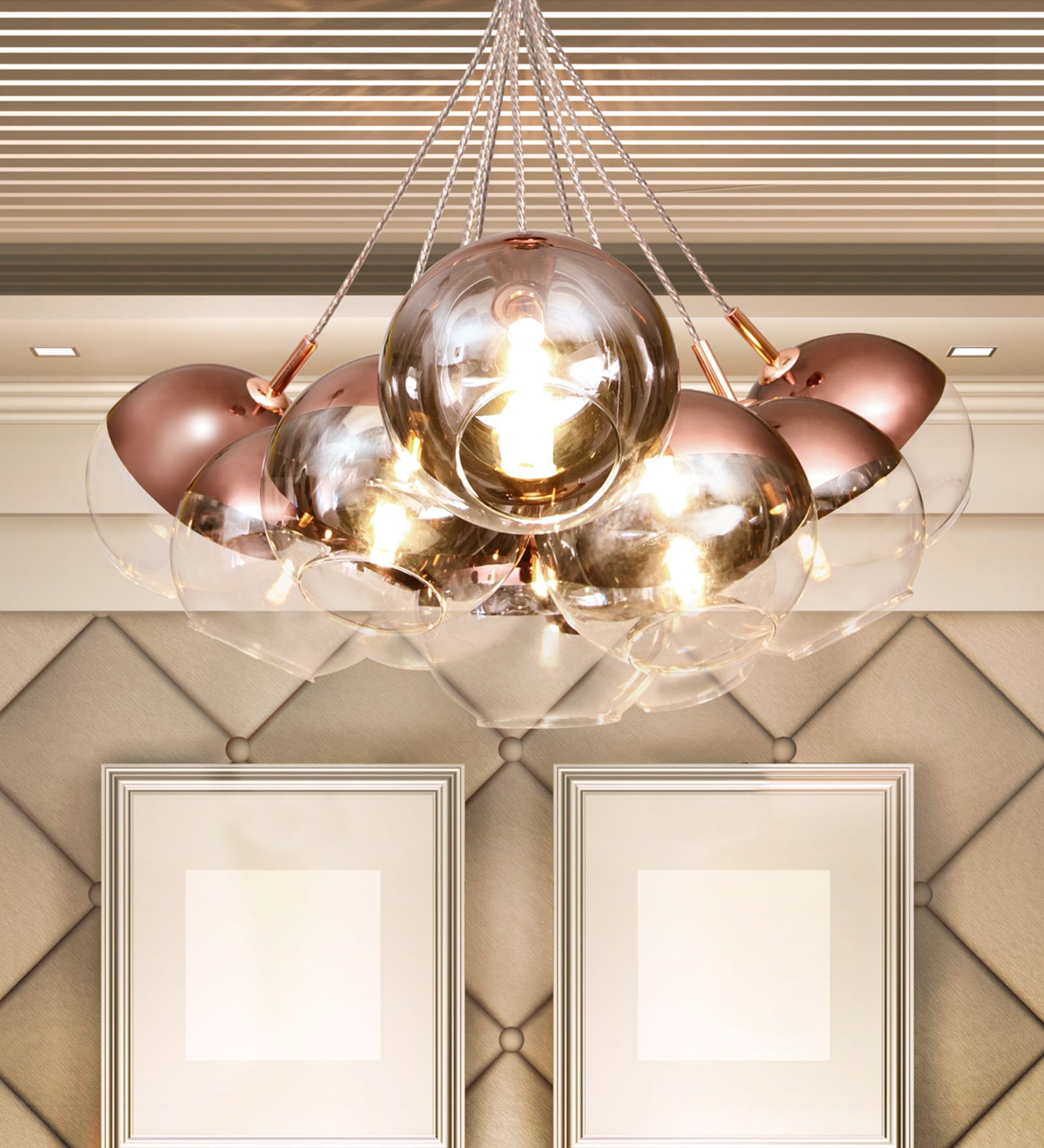 Inspired Copper Glass Globe Chandelier