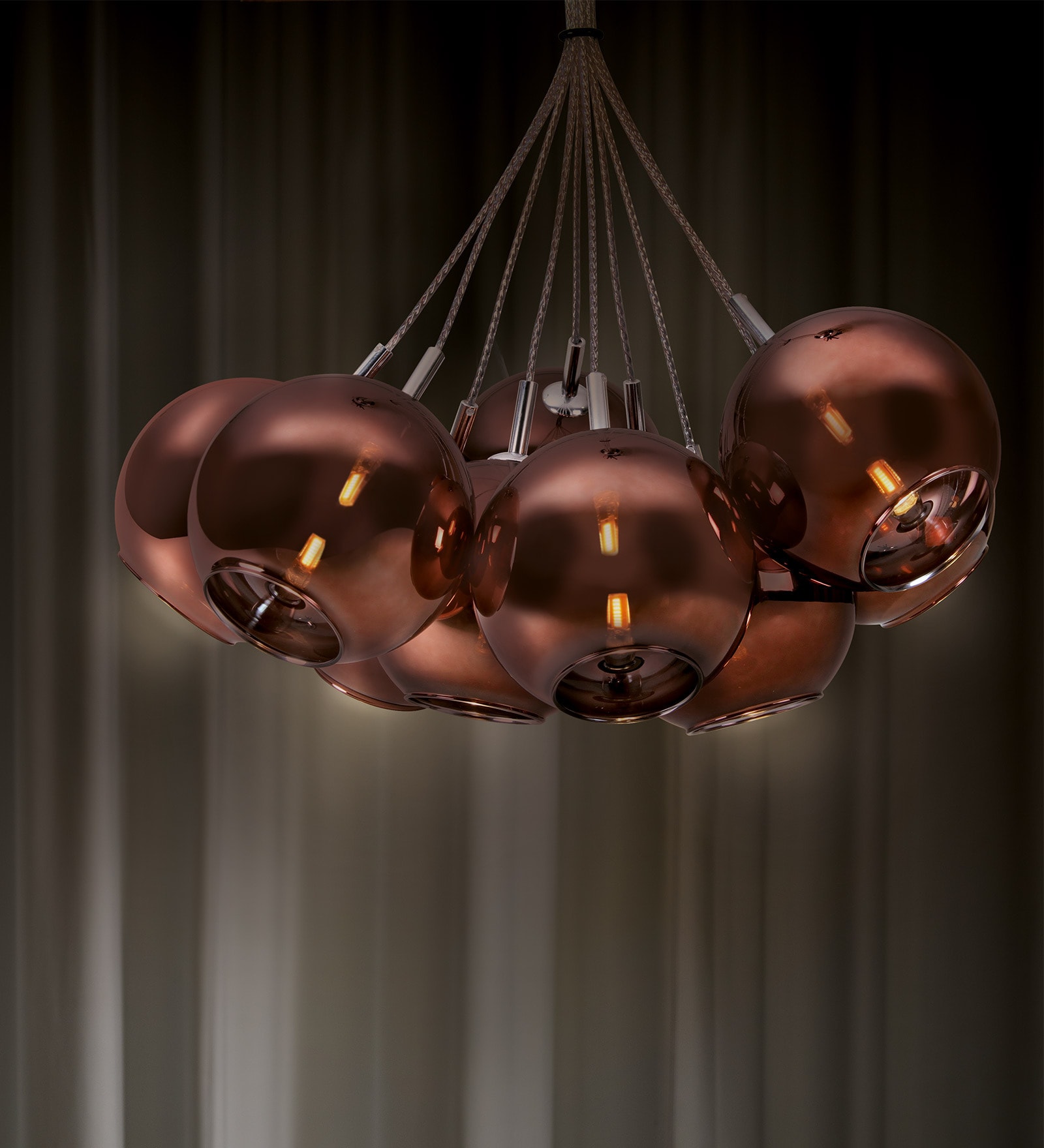 Eriko Copper Glass Globe Chandelier