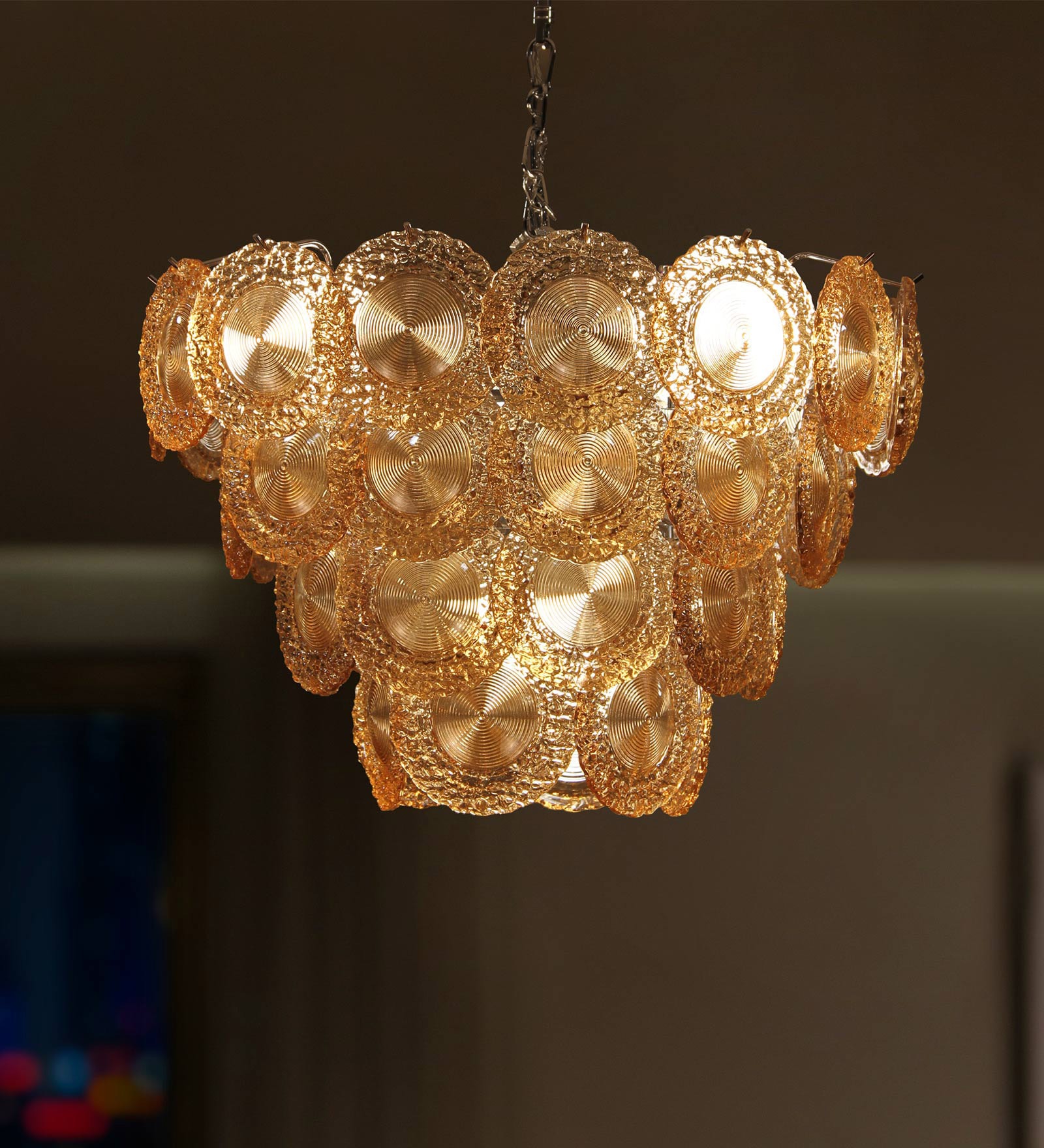 581859 Blossom Pendant Glass Chrome E27 4*Max 40W