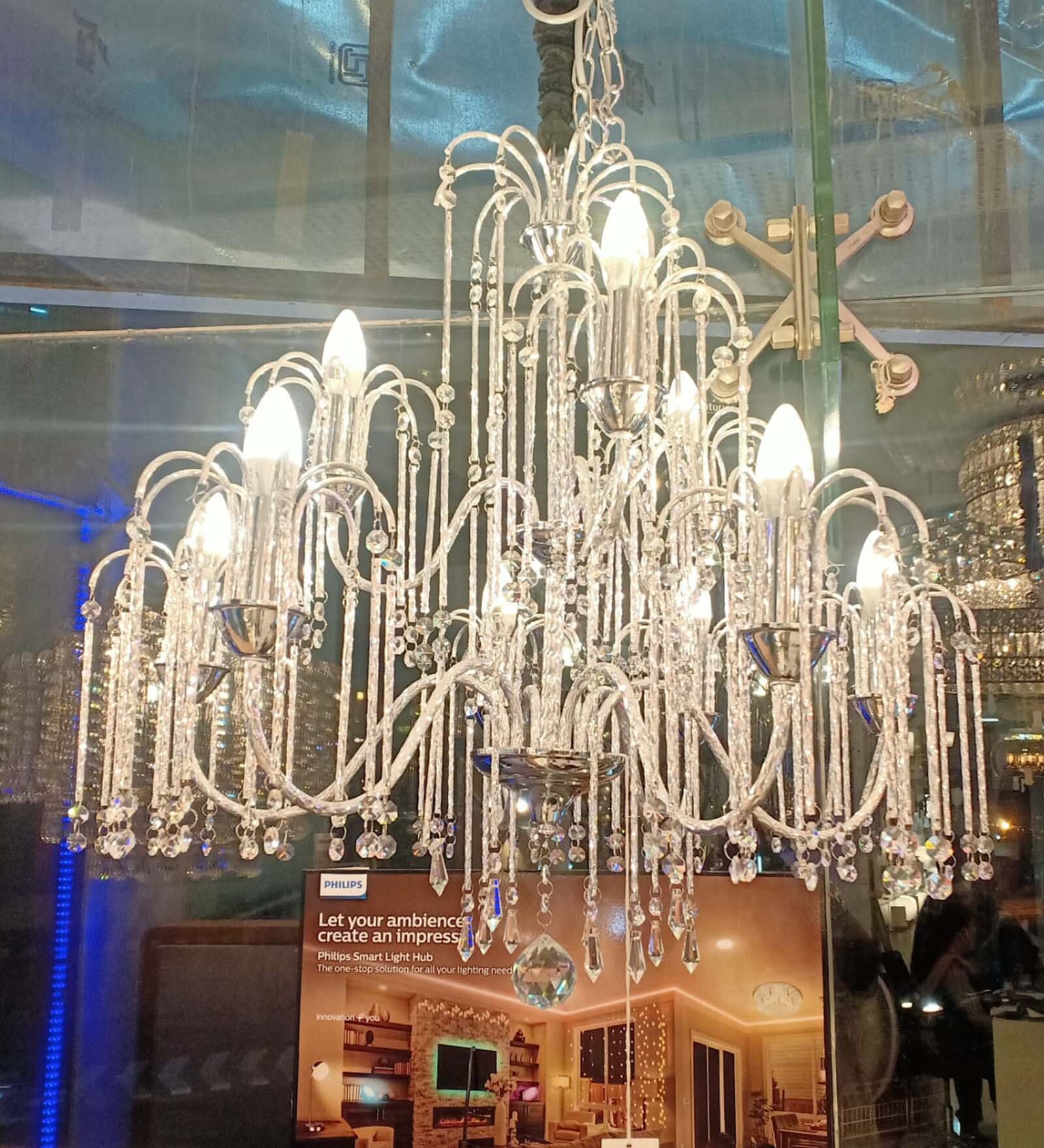 Eaton Chrome Crystal Candle Chandelier