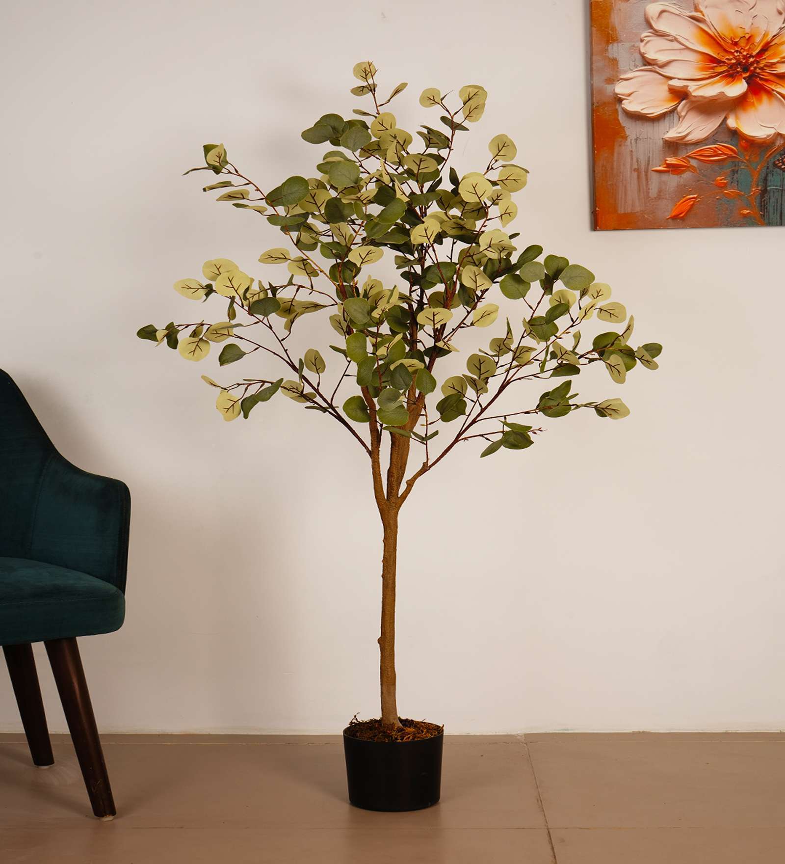 5Ft Artificial Eucalyptus Plant with Black Pot