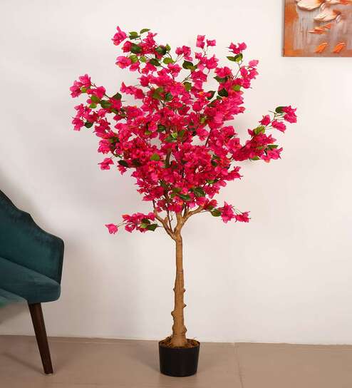5Ft Artificial Bougainvillea Flower Tree Plant with Pot