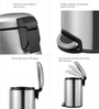 Metallic 5L Bathroom Trash Can with Lid Soft-Close Pedal Bin
