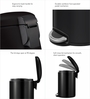 Black 5L Bathroom Trash Can with Lid Soft-Close Pedal Bin