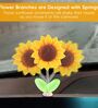 5Pcs Mini Sunflower Car Decoration 2.36 inches Swing Sun Flower Car Dashboard Decoration