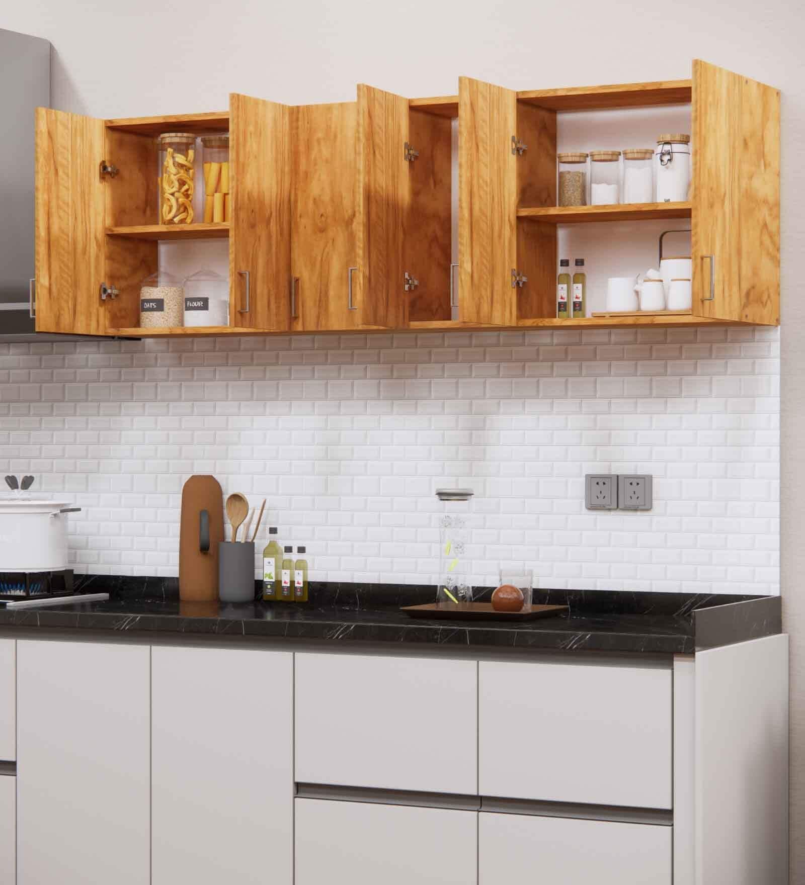 6 Doors Modular Wall Mounted Kitchen Cabinet with Adjustable Shelf in Plateau Apple Finish