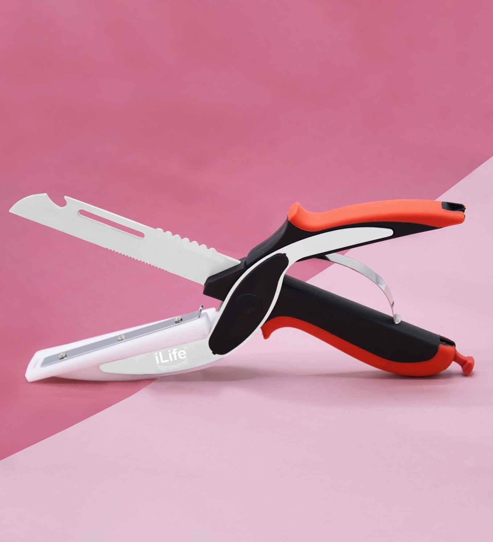 Universal 6 in 1 Smart Black & Red Stainless Steel Cooking Knife