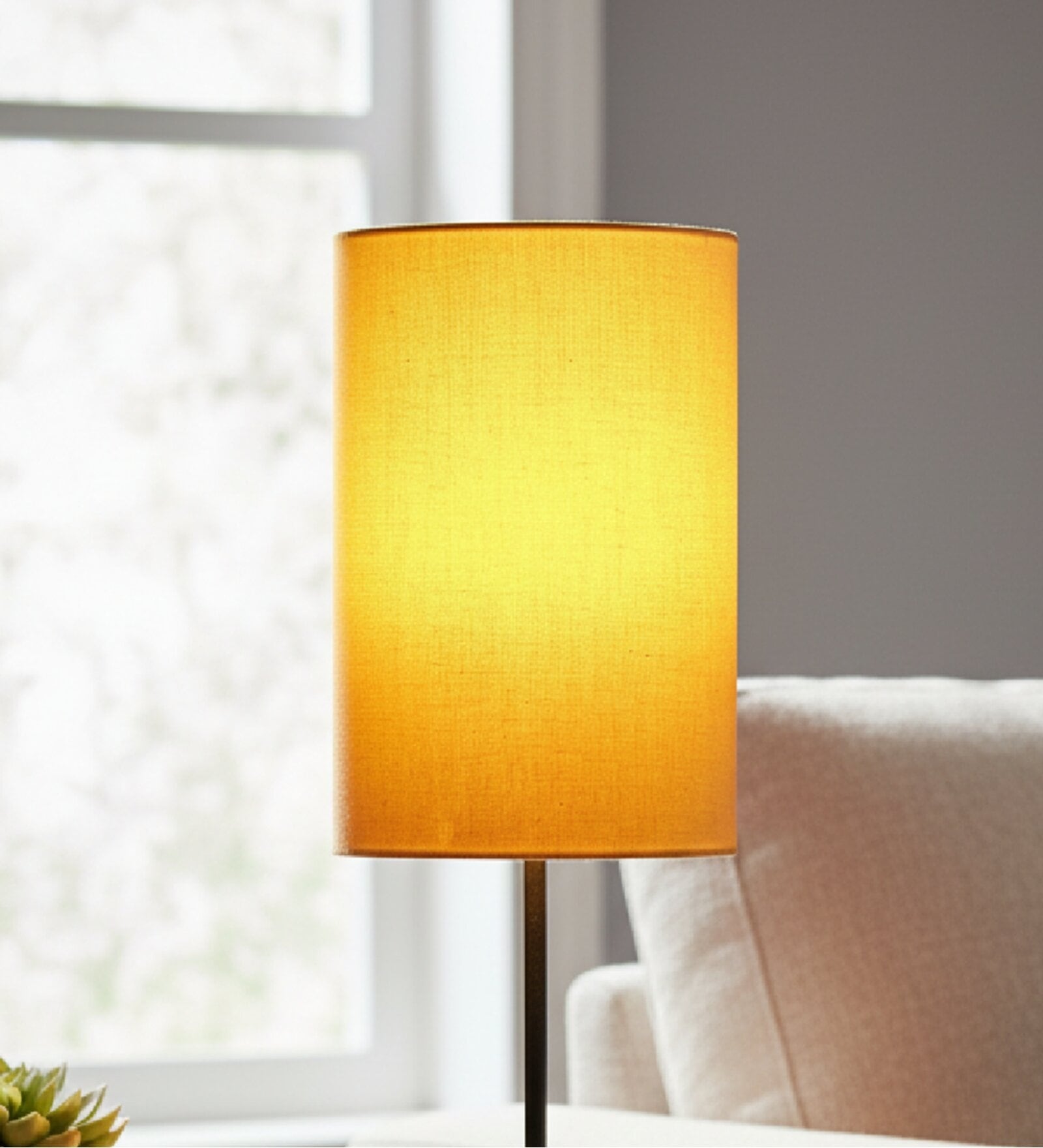 6-Inch Dark Yellow Fabric Cylinder Lampshade