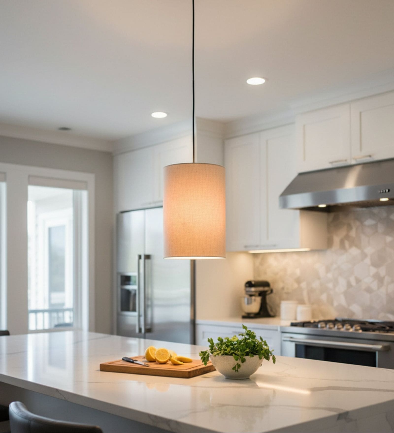 6-Inch Flex Fabric Cylinder Pendant Light, Modern Hanging Ceiling Lamp