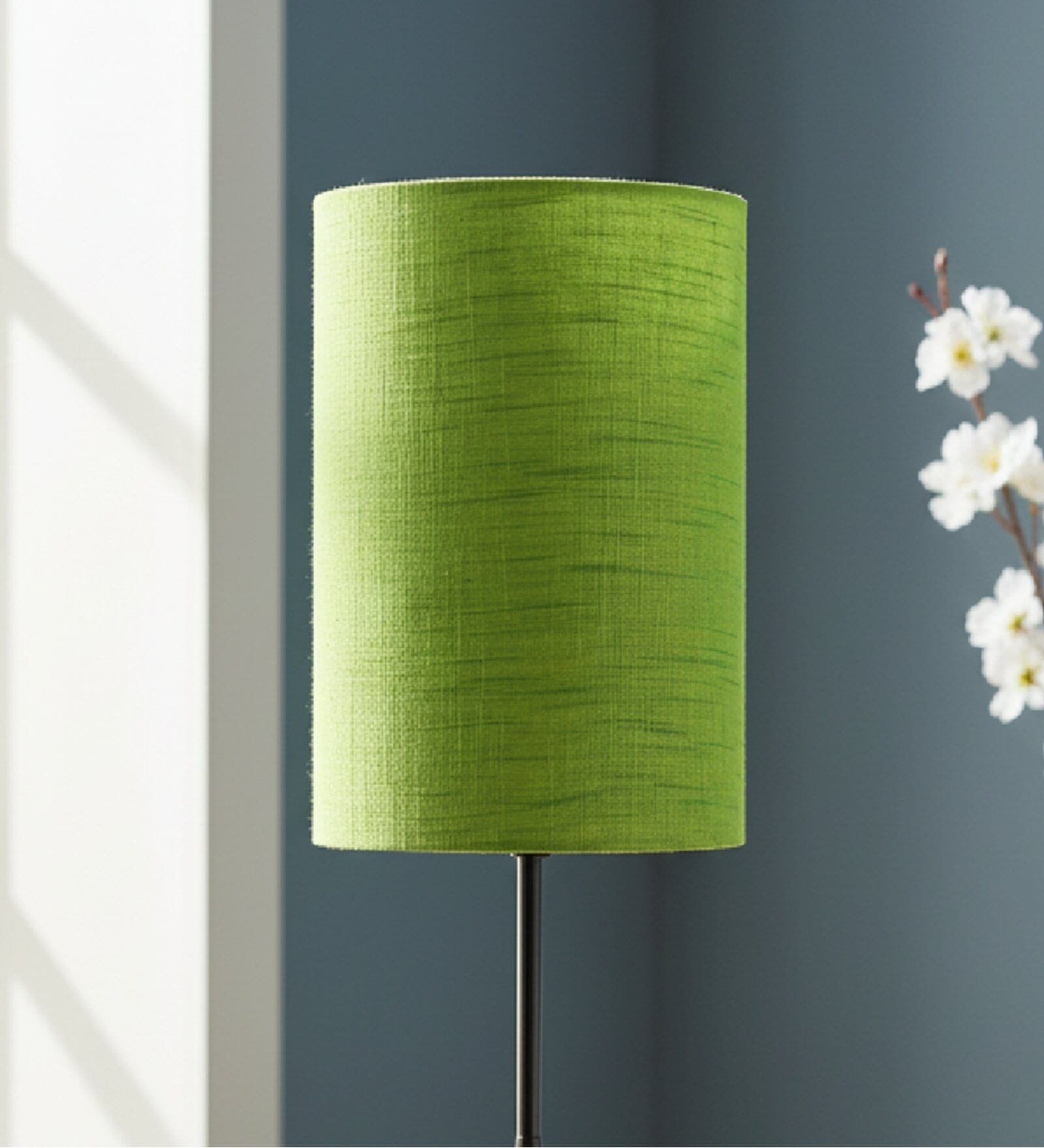6-Inch Green Texture Fabric Cylinder Lampshade