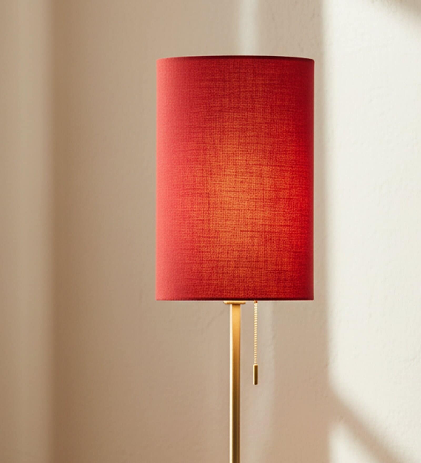 6-Inch Red Fabric Cylinder Lampshade