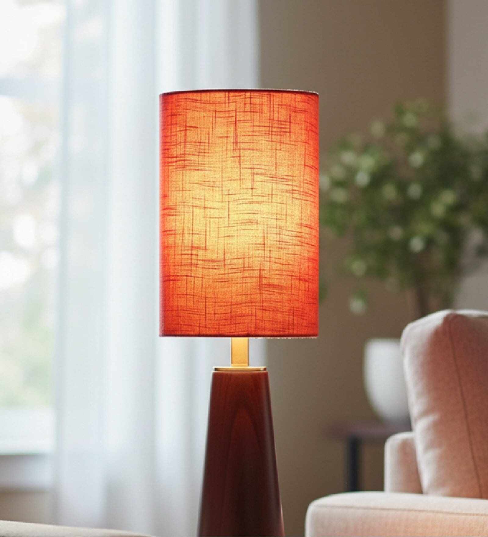6-Inch Red Texture Fabric Cylinder Lampshade