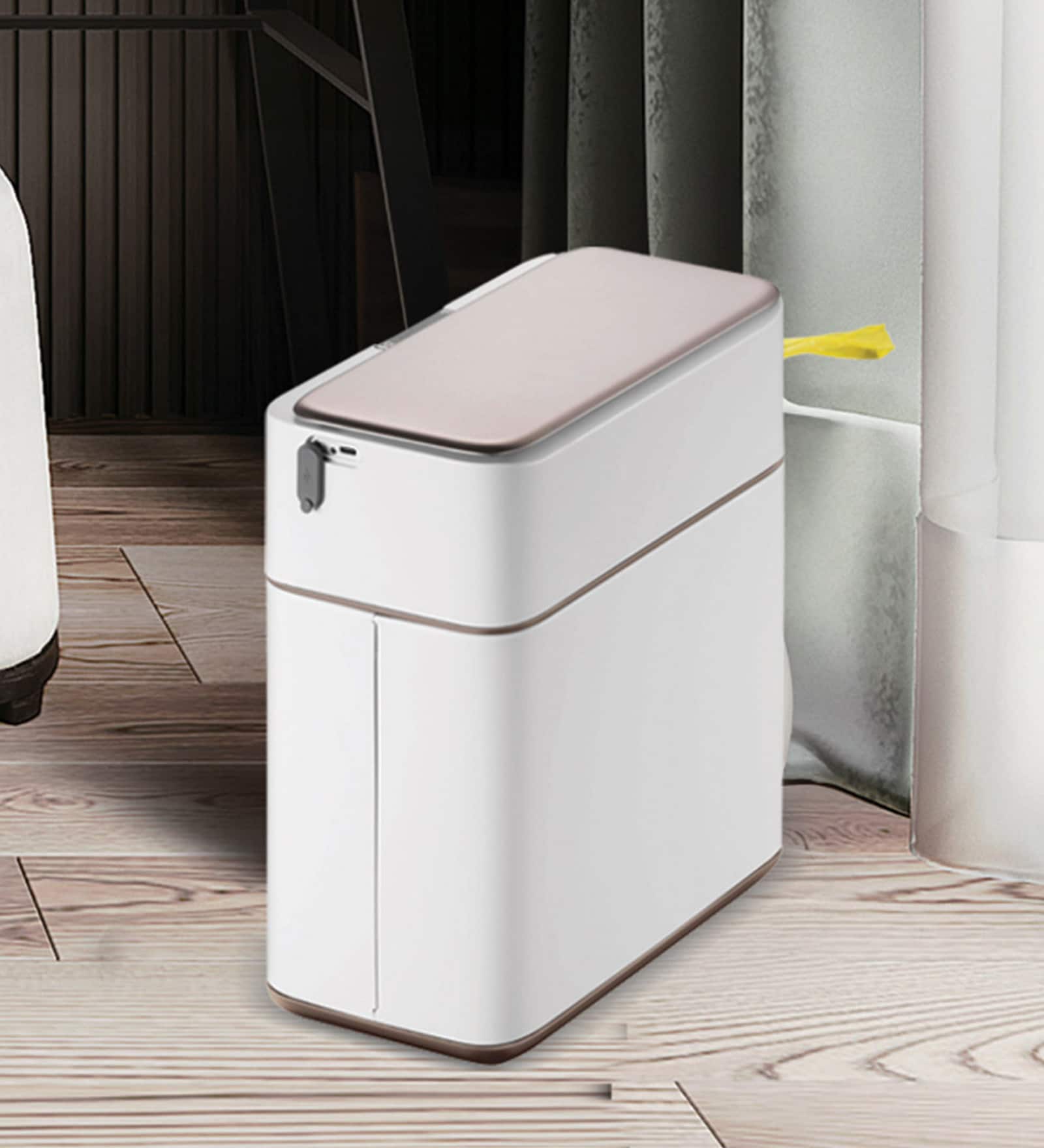 6 Litre Black Steel Stainless Steel Dustbin