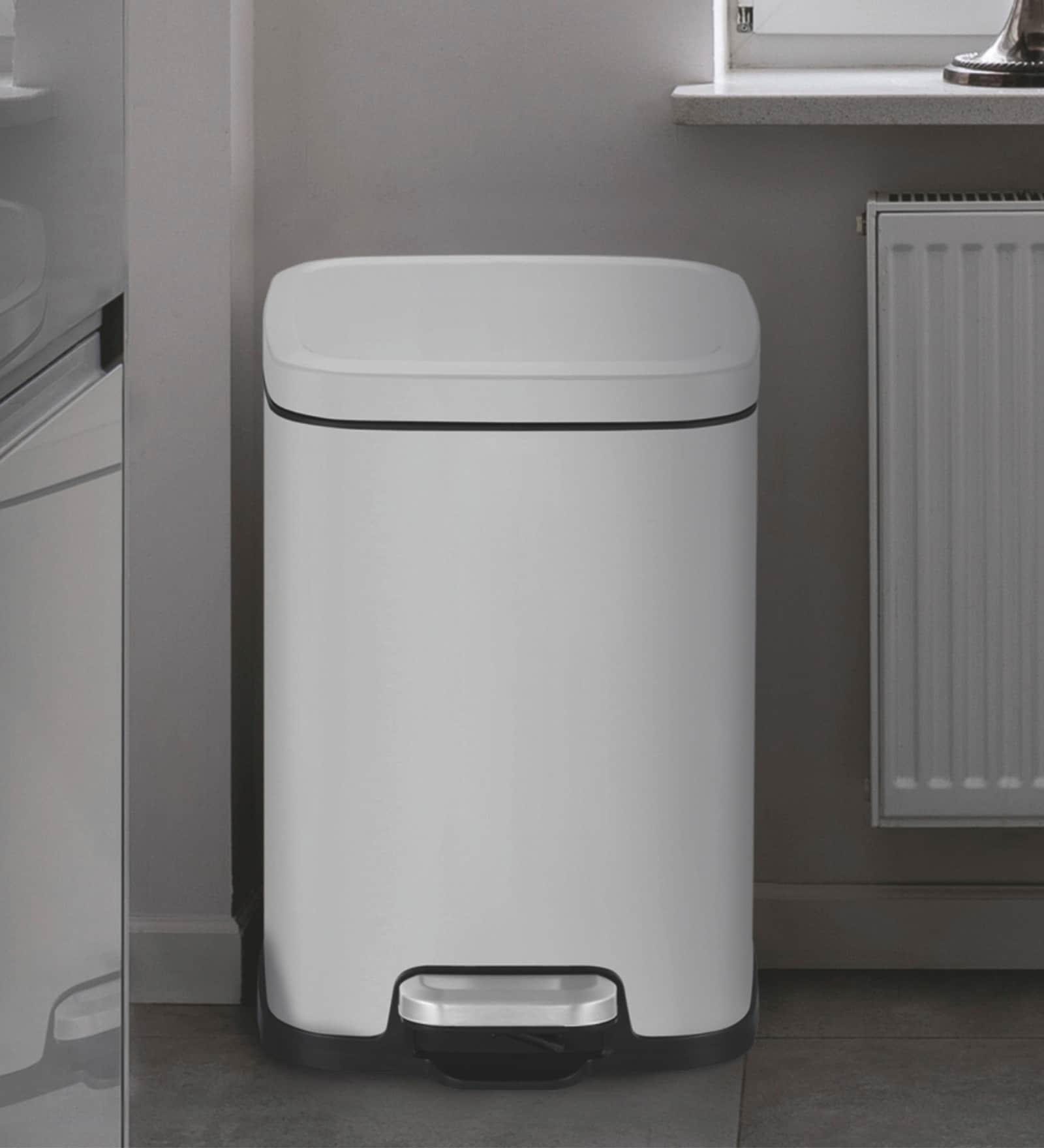 6 Litre Grey Stainless Steel Dustbin