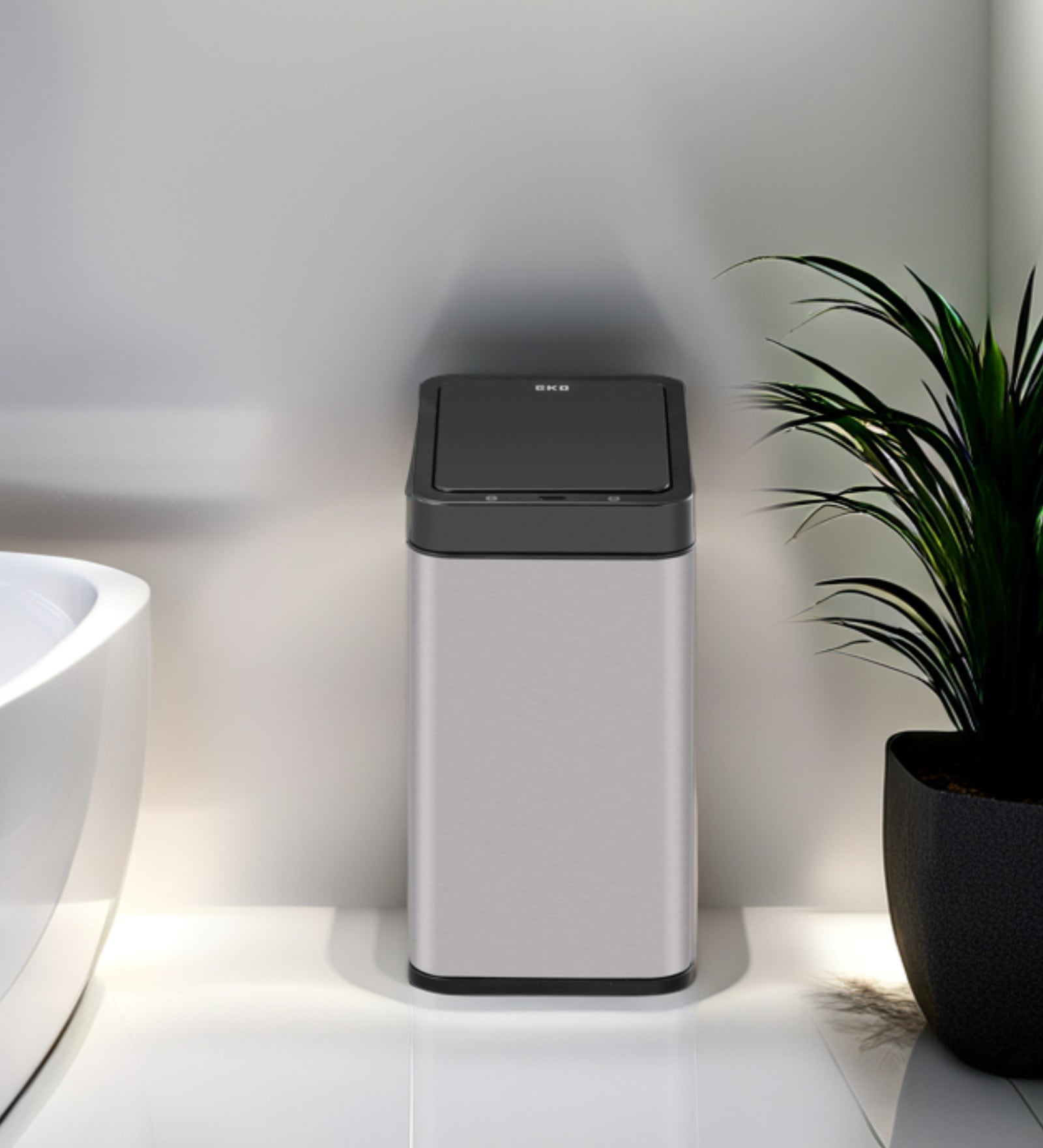 6 Litre White Stainless Steel Dustbin