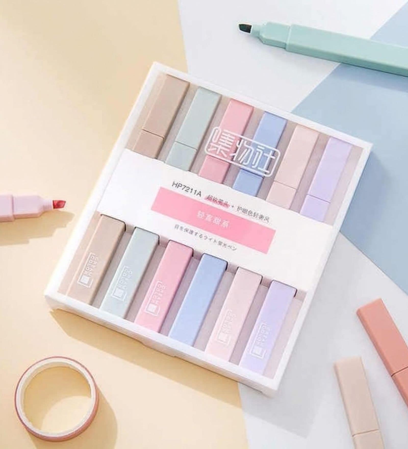 6 Pcs Aesthetic Highlighters No-Bleed DIY