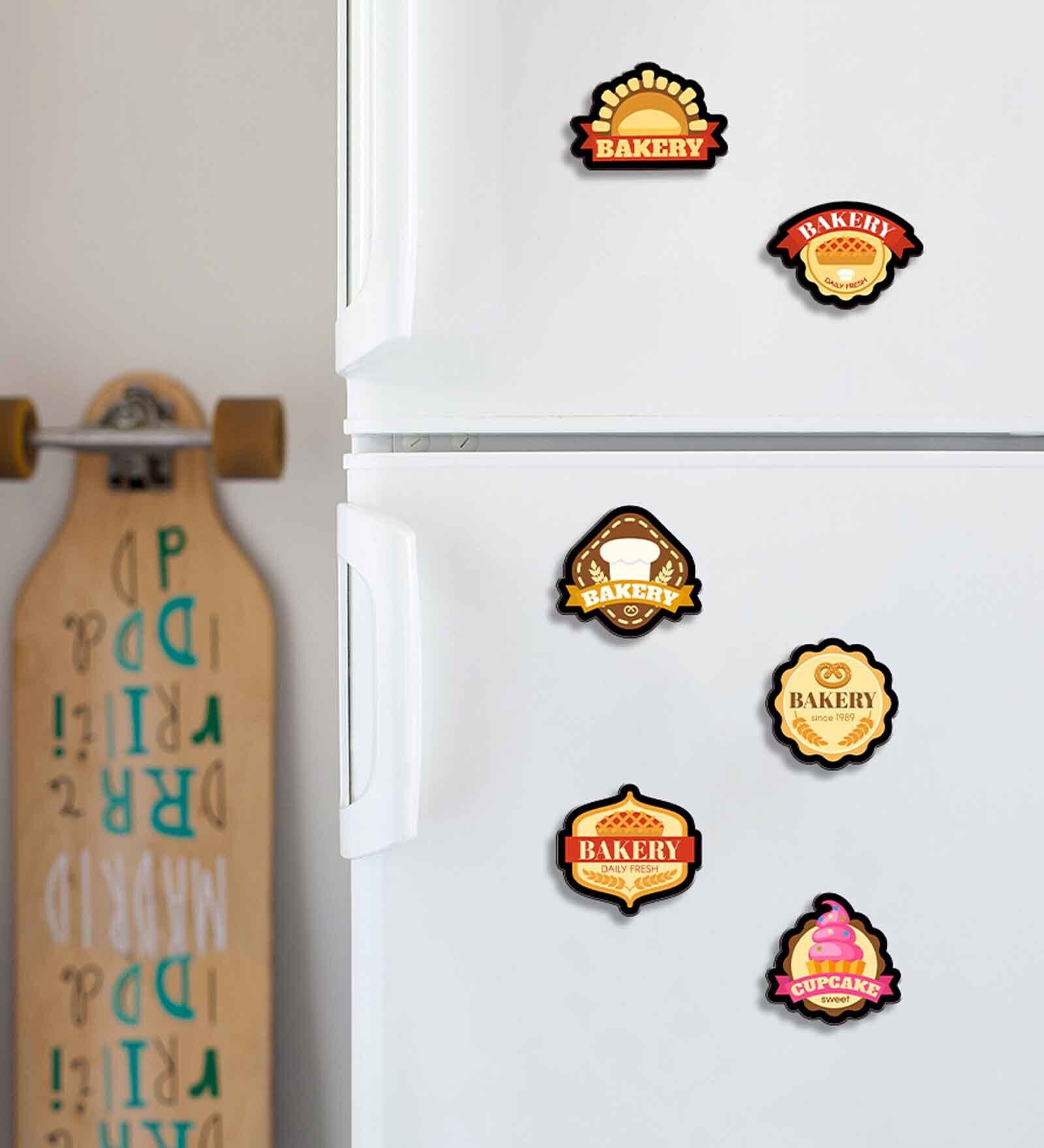 6 Pcs Wooden Fridge Magnets