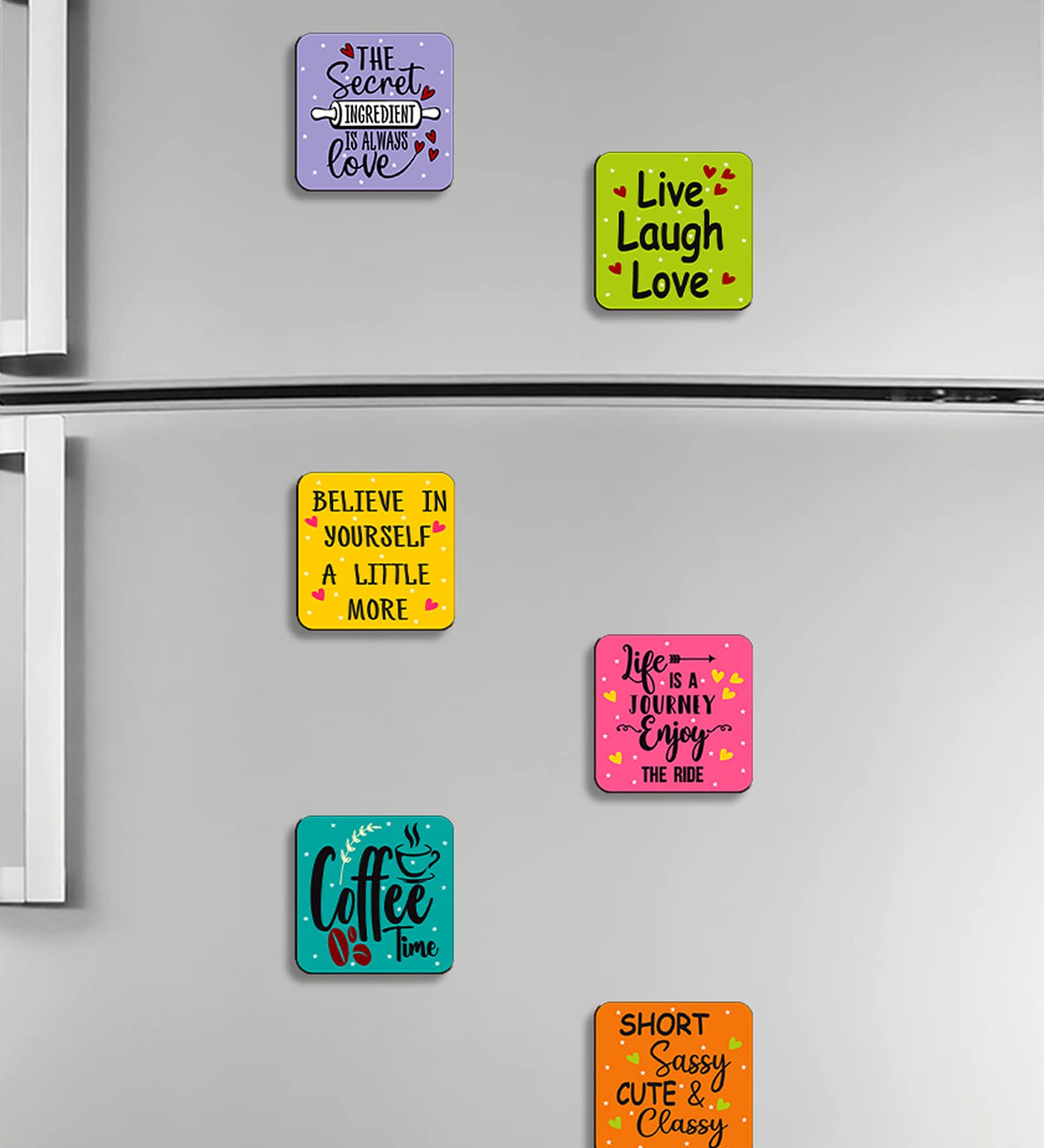 6 Pcs Live Laugh Wooden Fridge Magnets