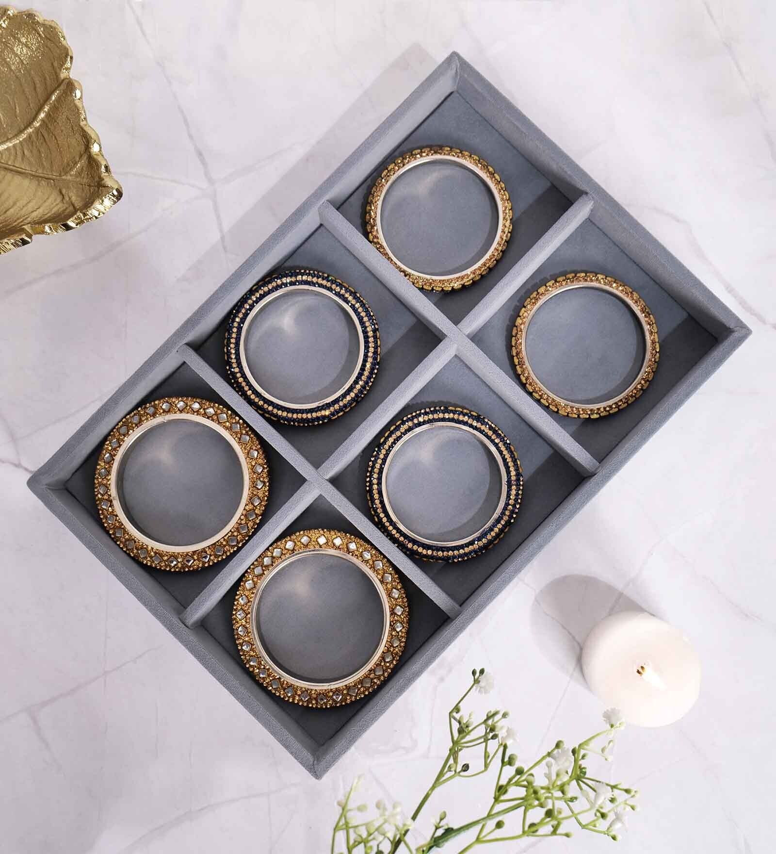 Grey 6 Slot Bangle Organiser Jewellery Tray